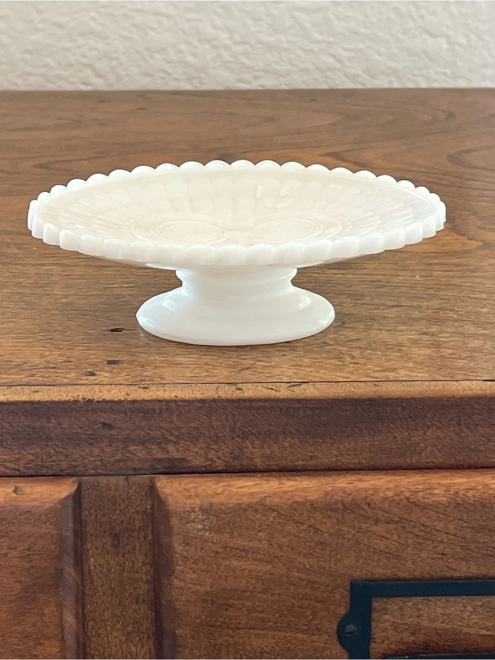 Vintage Avon Milk Glass Footed Soap Dish with Owl Design White Pedestal